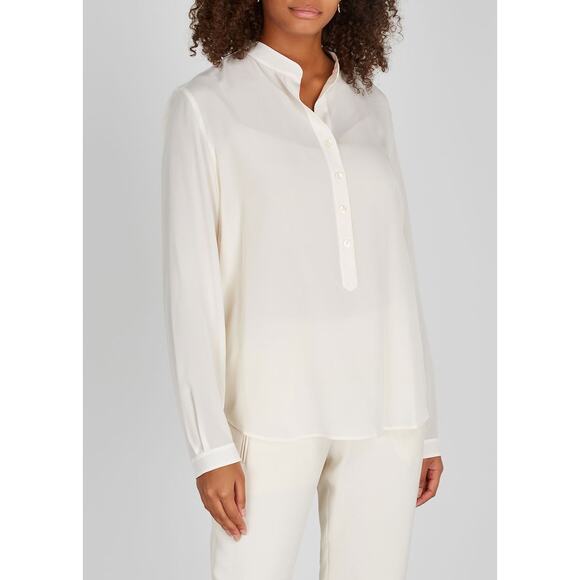 Stella McCartney Eva Cream Silk 3/4 Button Mandarin Collar Blouse 42 / M - Picture 1 of 16